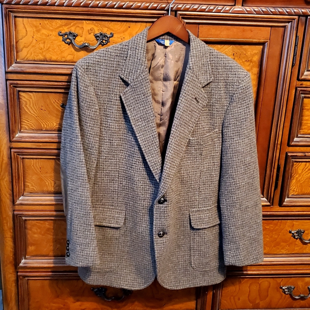 Pendleton Brown & Maroon Checked Wool Blazer Size… - image 1